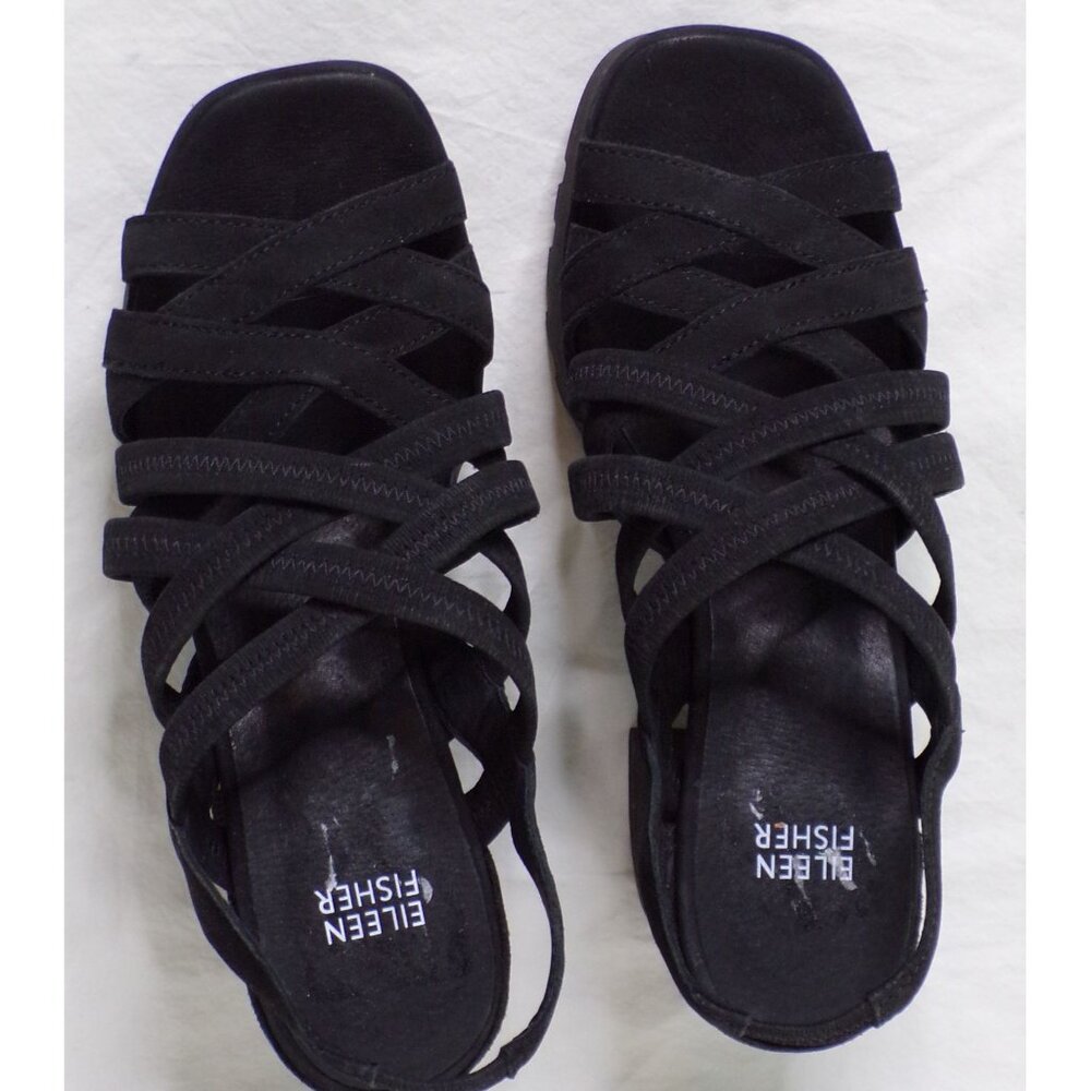 🆕 EILEEN FISHER Tally Strappy Platform Sandal Shoe Black 7 - Picture 8 of 14